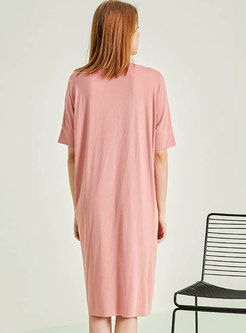 Solid Color V-neck Split Nightgowns 