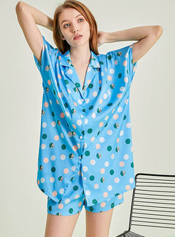Polka Dot Button Down Shorts Pajama Set