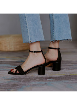 Square Toe Chunky Heel Buckle Sandals