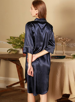 Casual Half Sleeve Button Down Long Nightgowns 