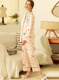 Cute Button Down Long Pajama Set