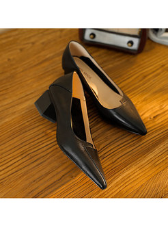 Pointed Toe Low-fronted Chunky Heel Pumps