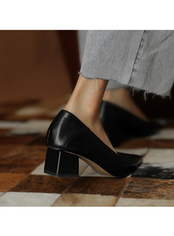 Pointed Toe Low-fronted Chunky Heel Pumps