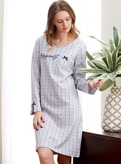 Grey Bow Knot Snowflake Print Nightgowns 