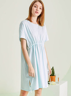 Solid Color Gather Waist Loose Nightgowns 