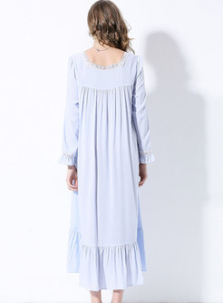 Ruffle Lantern Sleeve Midi Nightgowns 
