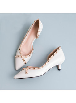 Pointed Toe Rivet Low-fronted Pumps