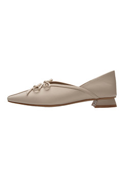Pointed Toe Bowknot Openwork Flats