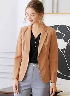 Notched Slim Office One Buttoned Blazer