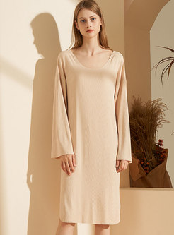 Plus Size Loose Long Sleeve Nightgown