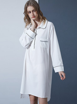 White Pullover Shift Knee-length Nightdress