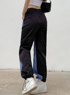 High Waisted Patchwork Straight Casual Pants