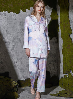 Dye Tie Print Sweet Long Sleeve Pajama Set