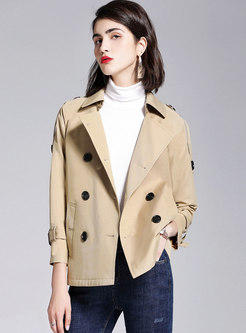 Notched Double-breasted Short Trench Coat