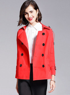 Notched Double-breasted Short Trench Coat