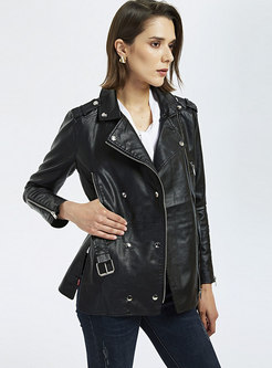 Black Side Zipper Biker Leather Jacket