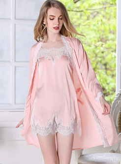 Sexy Lace Patchwork Robe Set