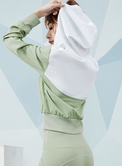 Hooded Color-blocked Short Sports Jacket