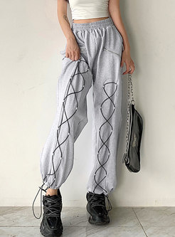 Elastic Waisted Drawstring Straight Pants