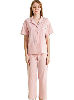 Short Sleeve Single-breasted Loose Pajama Set