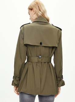 Lapel Solid Color Belted Trench Coat