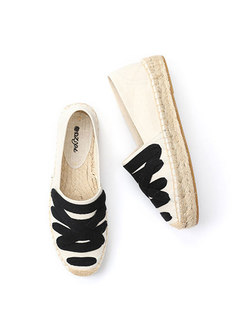 Color-blocked Rounded Toe Flat Espadrilles