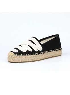 Color-blocked Rounded Toe Flat Espadrilles