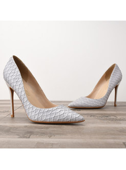 Snake Print Pointed Toe Low-fronted Pumps