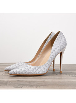 Snake Print Pointed Toe Low-fronted Pumps