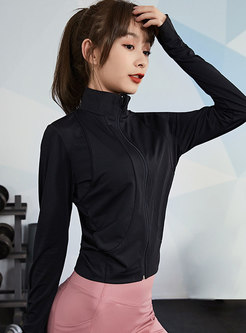 Long Sleeve Solid Color Sports Jacket