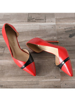Pointed Toe Patchwork High Heel Shoes