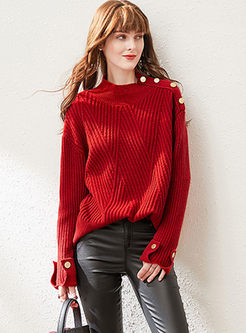 Mock Neck Loose Pullover Sweater