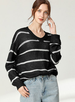 Color Block Striped Plus Size Sweater