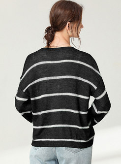 Color Block Striped Plus Size Sweater