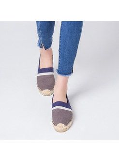 Color Block Rounded Toe Flat Espadrilles
