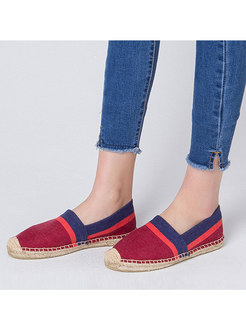 Color Block Rounded Toe Flat Espadrilles