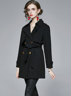 Lapel Double-breasted A Line Trench Coat