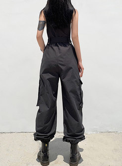 Black High Waisted Ankle-tied Overalls