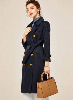 Lapel Double-breasted Straight Trench Coat