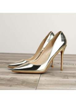 Pointed Toe Patent Leather Low-fronted Pumps
