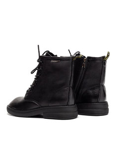 Round Toe Flat Ankle Boots With Shoelace