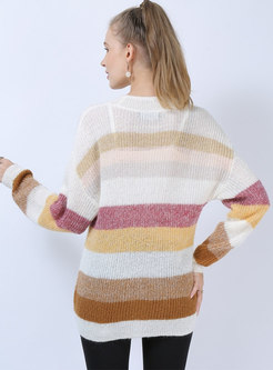 Pullover Stripe Crew Neck Loose Sweater