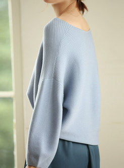 Plus Size Lantern Sleeve Pullover Sweater