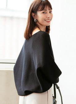 Plus Size Lantern Sleeve Pullover Sweater