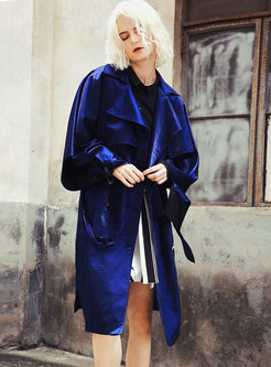 Lapel Asymmetric Double-breasted Trench Coat