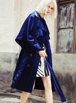 Lapel Asymmetric Double-breasted Trench Coat
