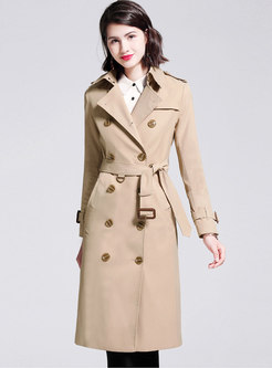 Double-breasted Long A Line Trench Coat