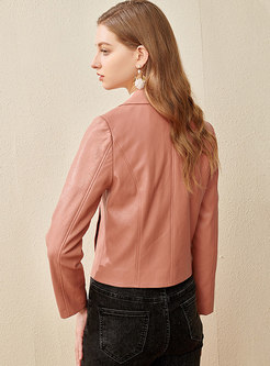 Long Sleeve Side Zipper PU Jacket