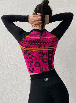 Print Long Sleeve Pullover Sport Top