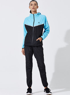 Color Block Hooded Sport Sweat Tracksuit